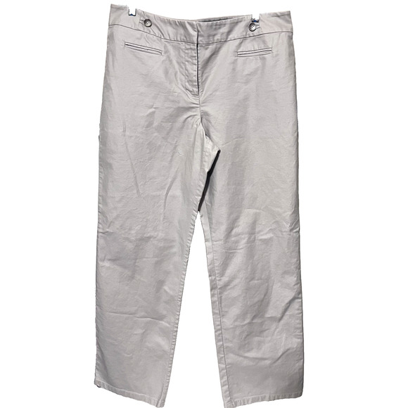 Ann Taylor Womens Pants Beige 14 Chinos High Rise Wide Leg Career Minimalist - Picture 1 of 7